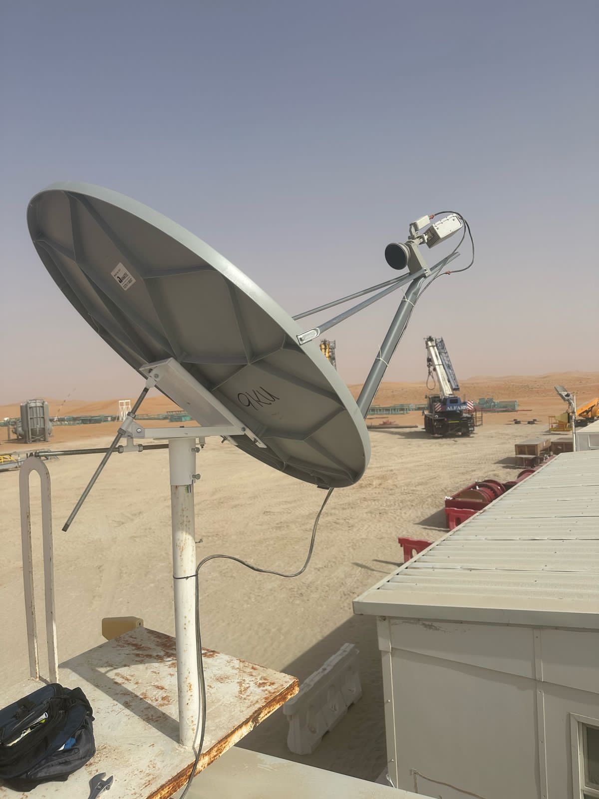 Fixed land VSAT satellite dish installation and precise antenna alignment by GCCSAT engineers in Africa